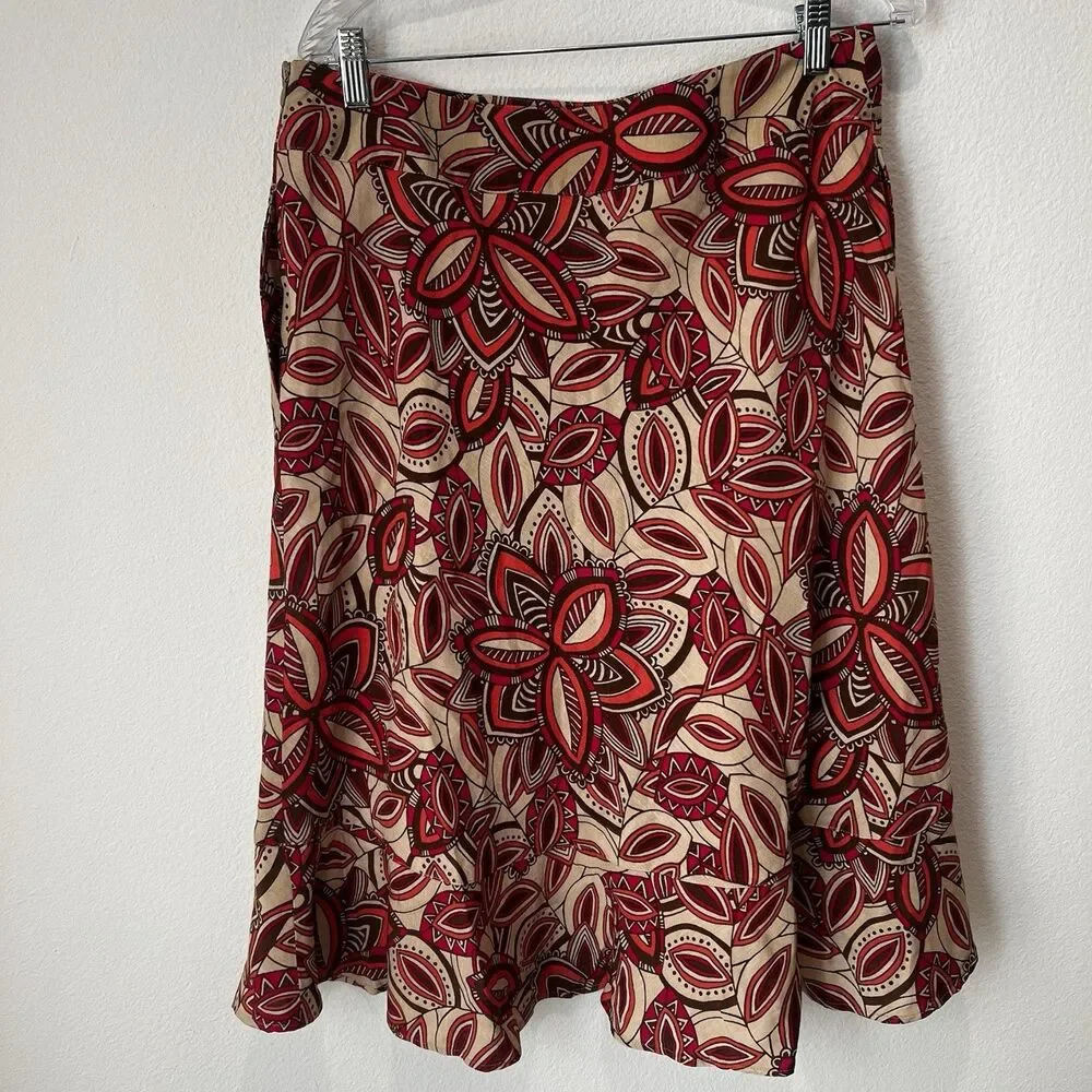 East 5th Women's Long Floral Linen Skirt Size 12 Preppy Y2K Awkward Skirt Fall - Picture 5 of 7